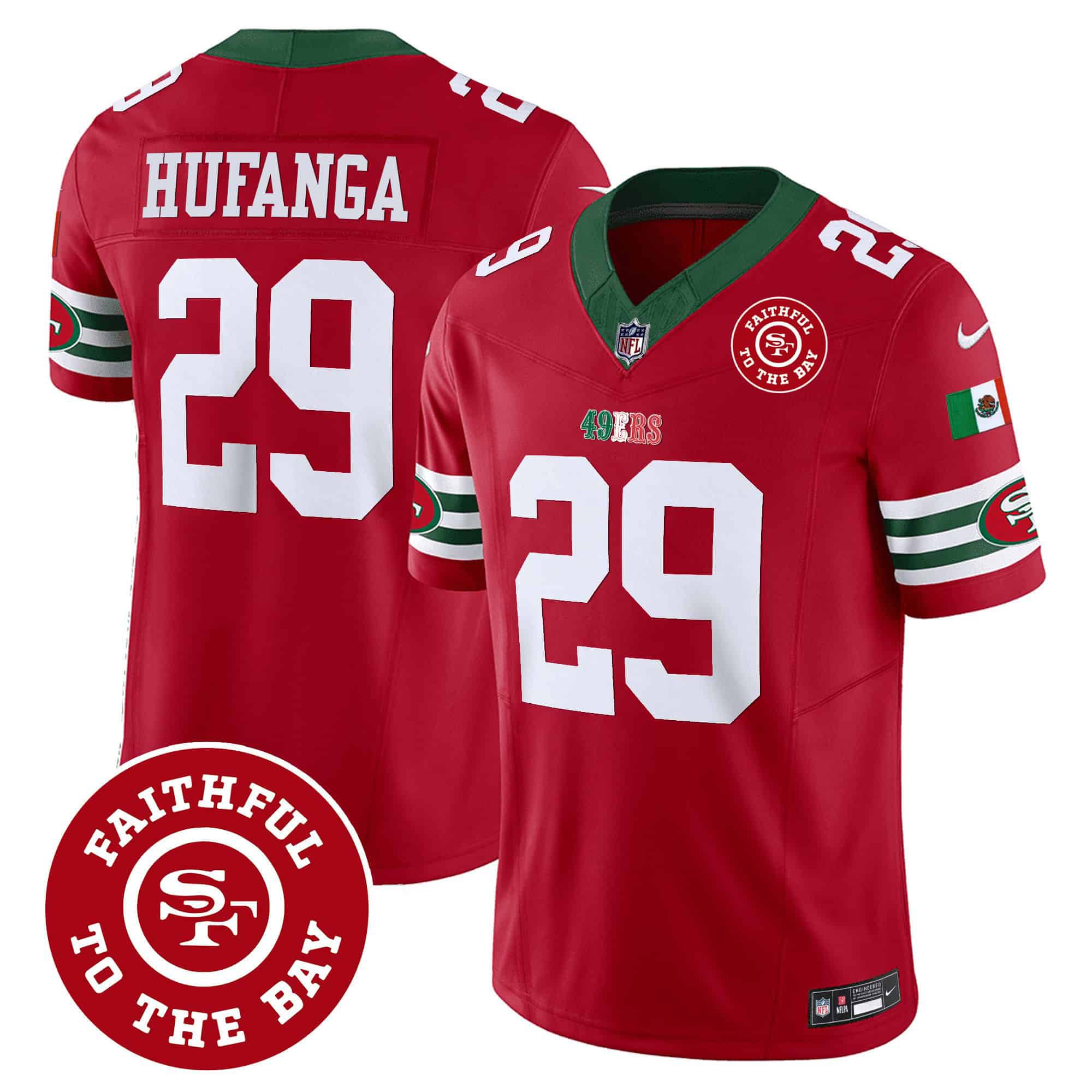 Men San Francisco 49ers 29 Hufanga Red 2024 Nike Mexico Faithful To The Bay Patch Vapor NFL Jersey